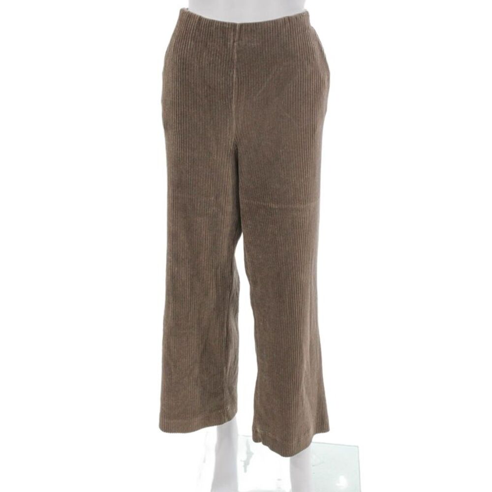 Yerse Women Ankle Brown Cotton Pants Pull On Size XL